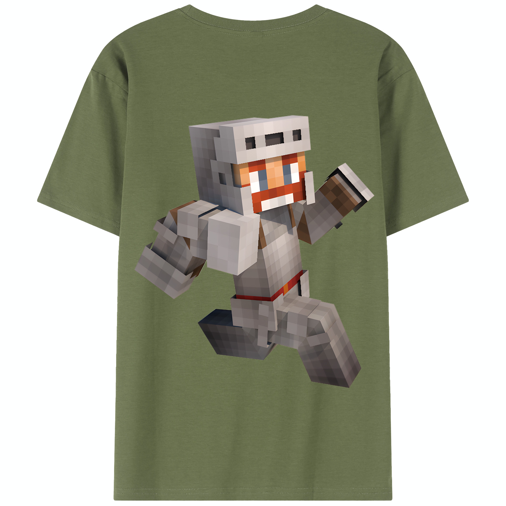 （画像用） マインクラフト ブロックの世界 Minecraft MC Block world 綿100％半袖Tシャツ（背面プリント）